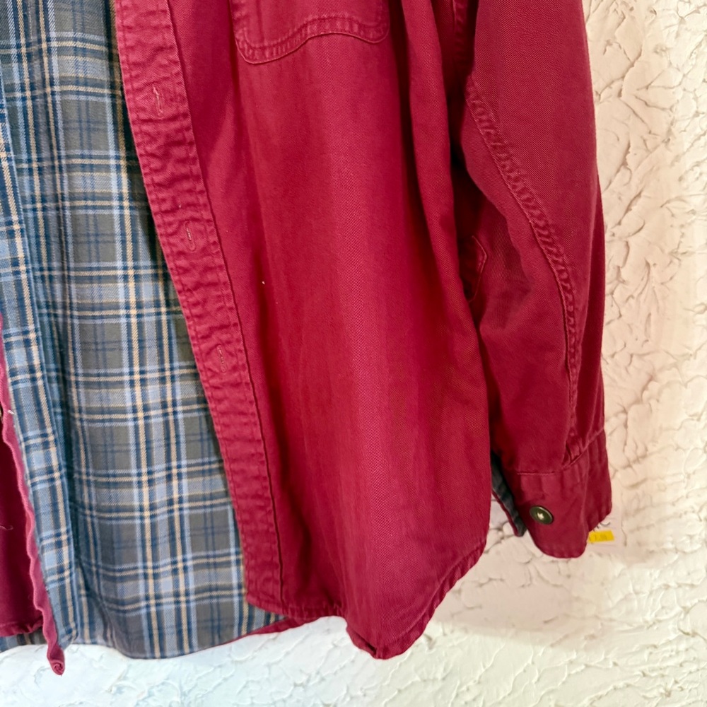 St John’s Bay Barn Jacket Red Canvas Flannel Lined Workwear Jacket - Picture 3 of 8